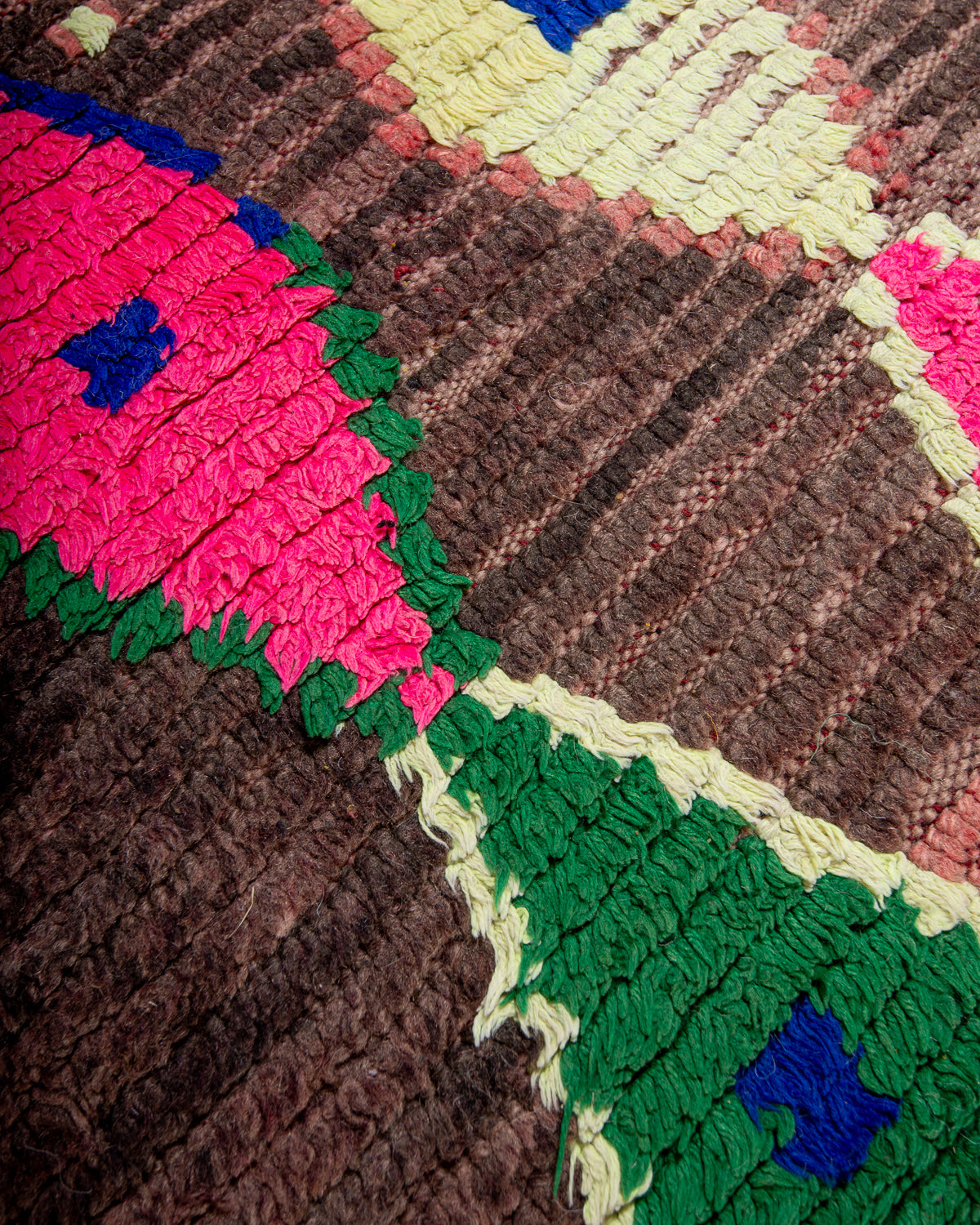 Modern, designer, handcrafted Berber runner rug from Morocco. Vintage carpet with beautiful colours and patterns and fluffy texture.