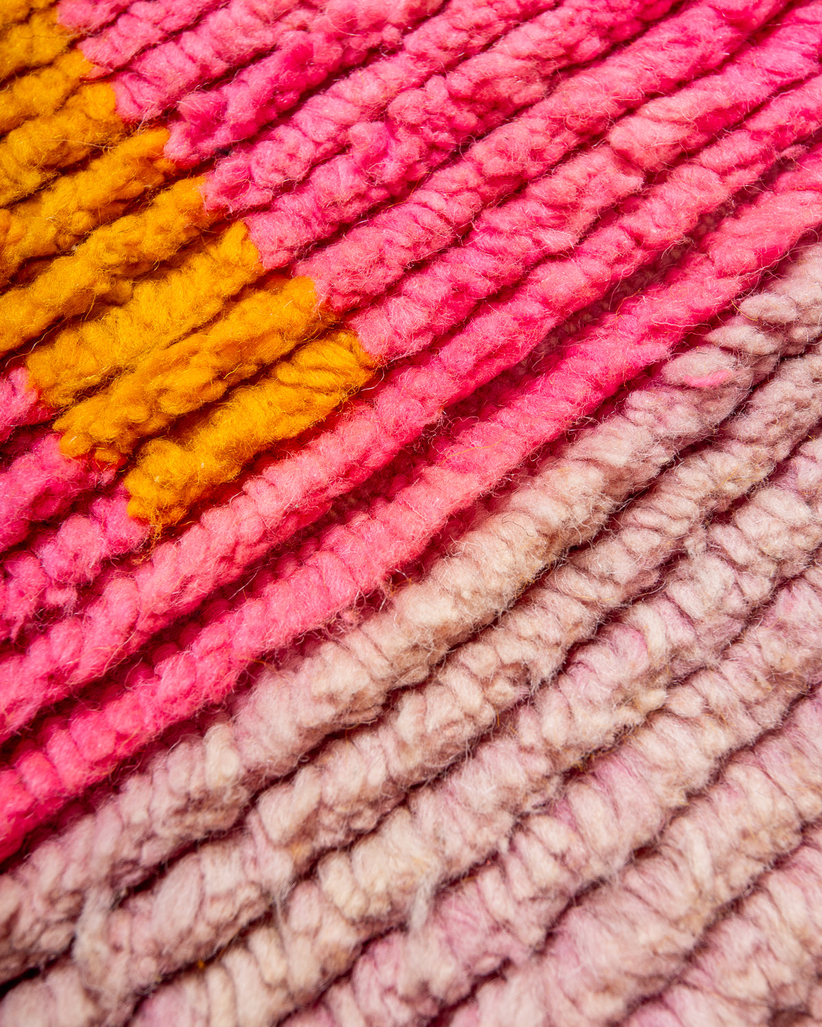 Modern, designer, handcrafted Berber runner rug from Morocco. Beniourain carpet with beautiful colours and patterns and fluffy wool texture.