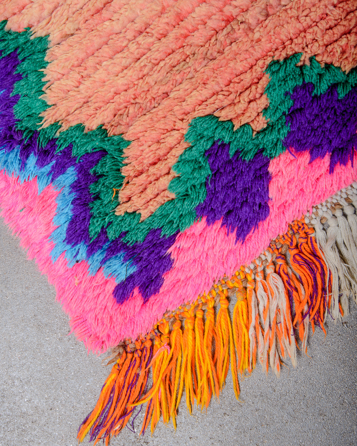 Modern, designer, handcrafted Berber runner rug from Morocco. Vintage carpet with beautiful colours and patterns and fluffy texture.