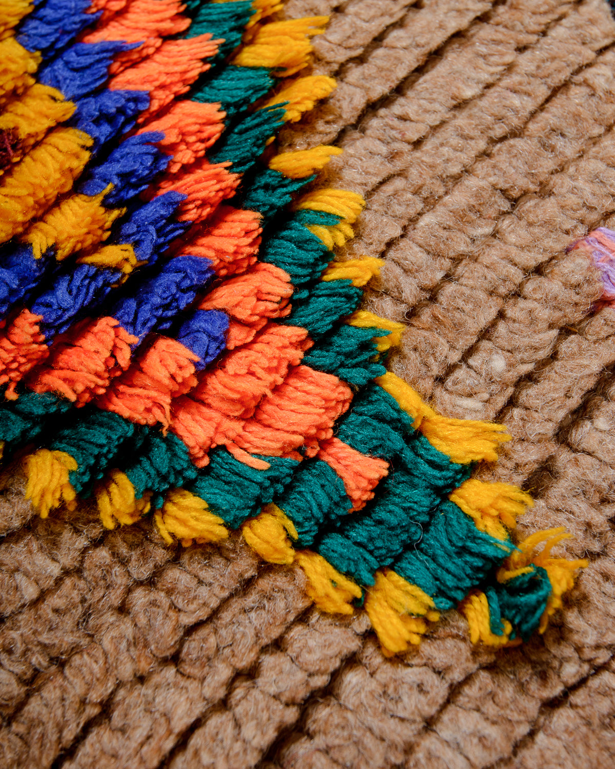 Modern, designer, handcrafted Berber runner rug from Morocco. Vintage carpet with beautiful colours and patterns and fluffy texture.