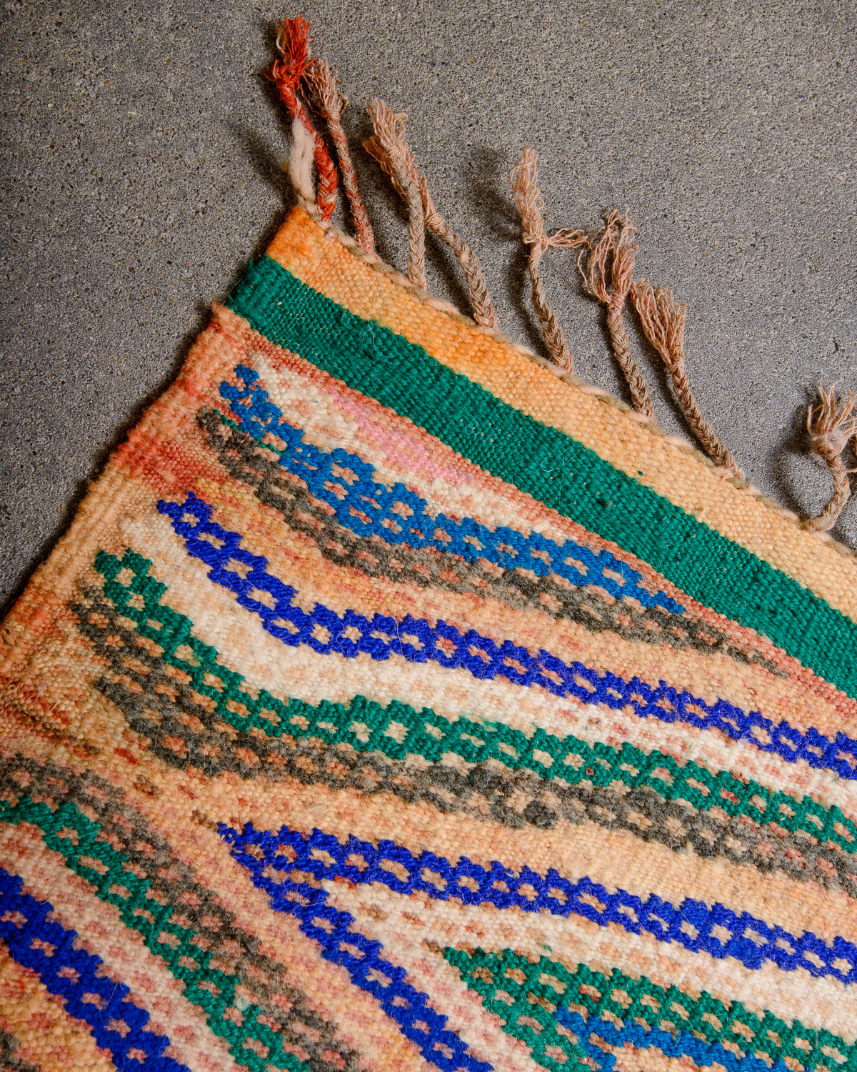 Modern, designer, handcrafted Berber rug from Morocco. Vintage Kelim carpet with beautiful designs and robust flat weave out of wool.