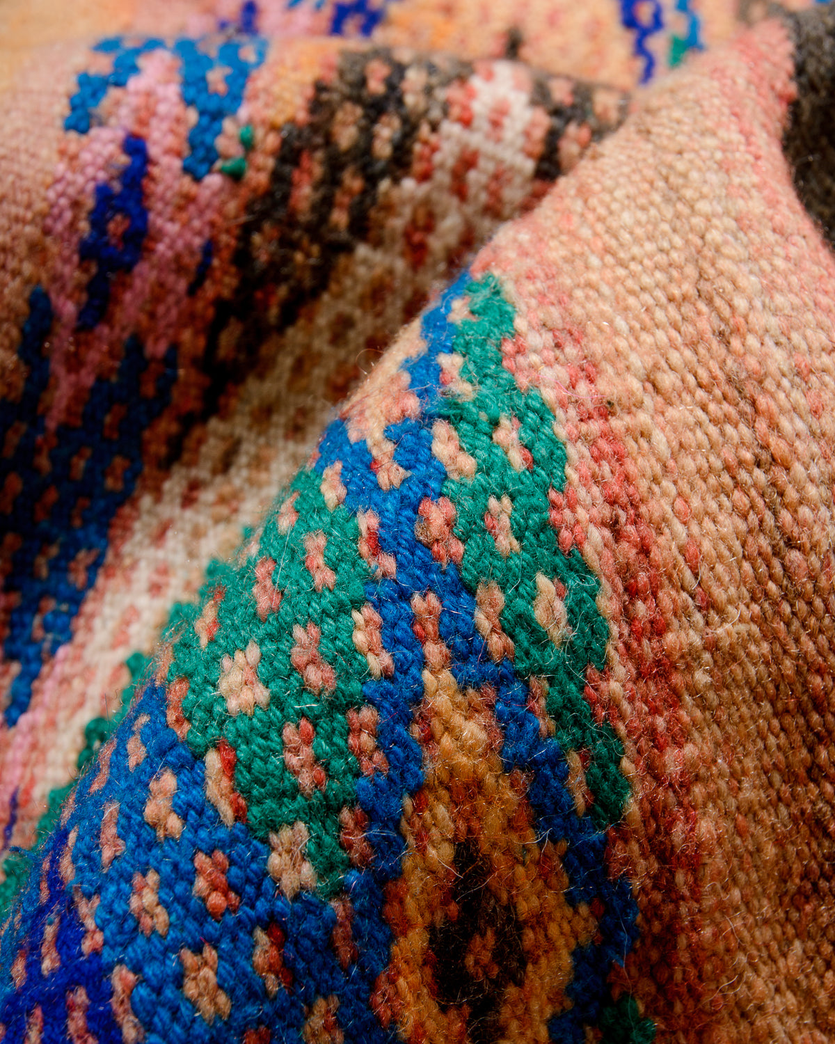 Modern, designer, handcrafted Berber rug from Morocco. Vintage Kelim carpet with beautiful designs and robust flat weave out of wool.