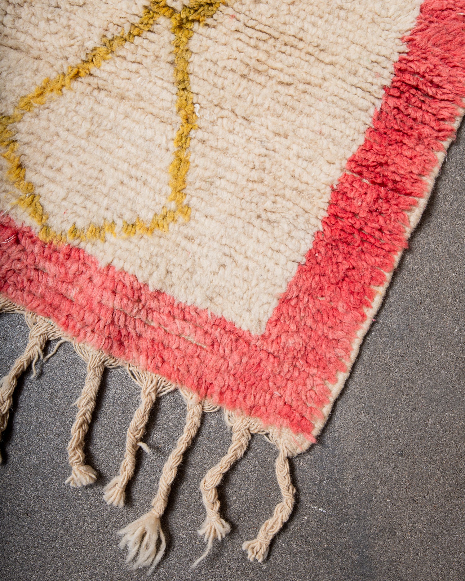 Modern, designer, handcrafted Berber runner rug from Morocco. Vintage carpet with beautiful colours and patterns and fluffy texture.