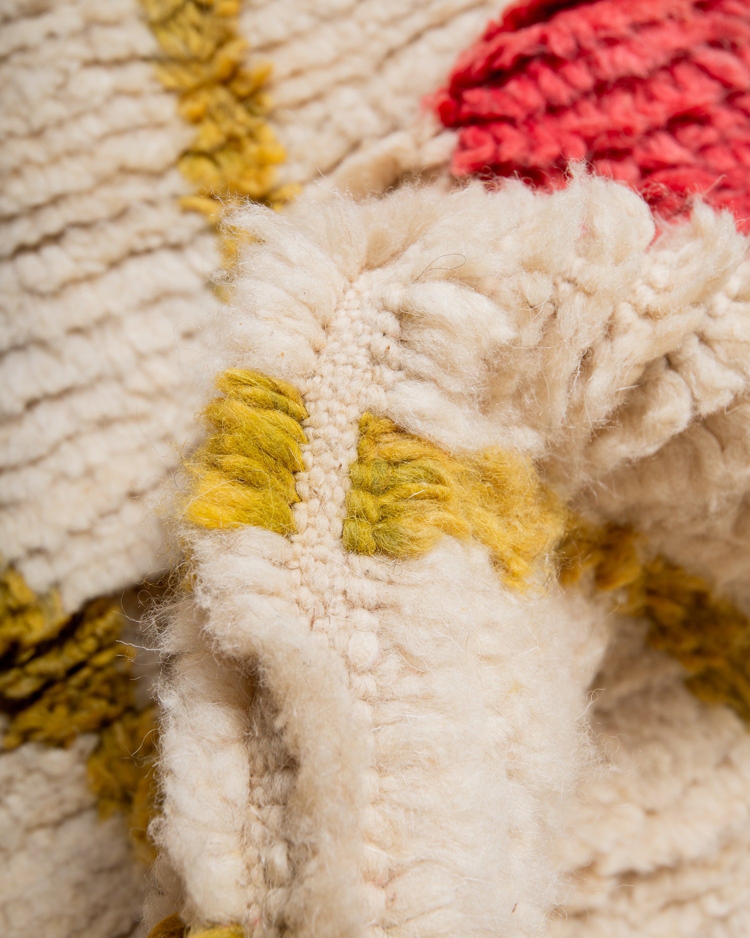 Modern, designer, handcrafted Berber runner rug from Morocco. Vintage carpet with beautiful colours and patterns and fluffy texture.