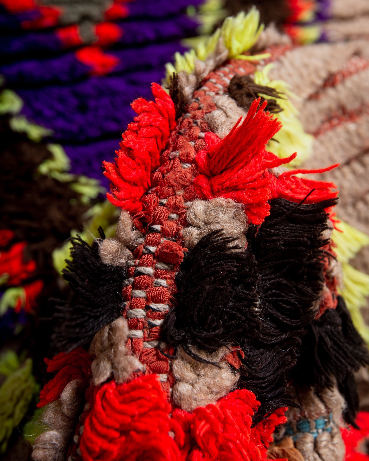 Modern, designer, handcrafted Berber runner rug from Morocco. Vintage carpet with beautiful colours and patterns and fluffy texture.