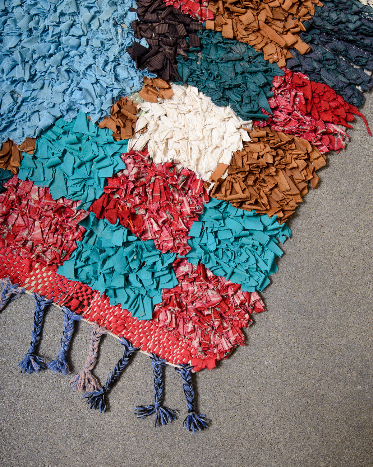 Modern designer vintage handcrafted Berber rug from Morocco. Boucherouite runner rug with beautiful colors and patterns.