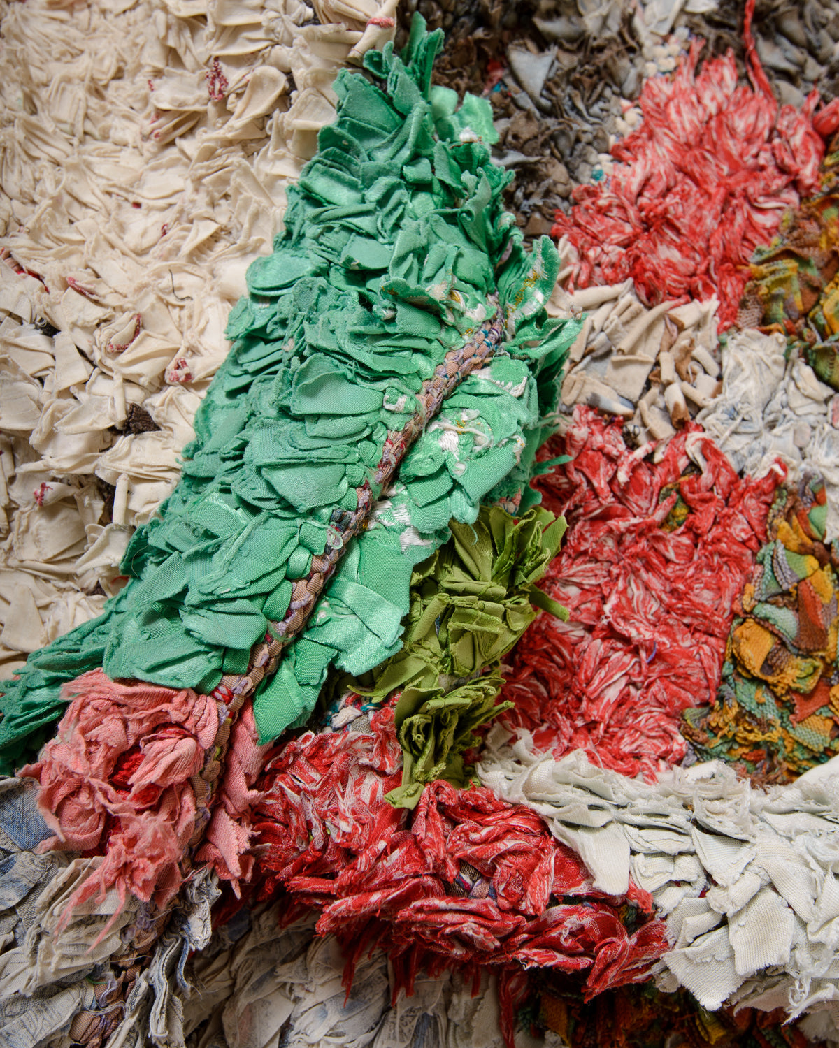 Modern designer vintage handcrafted Berber rug from Morocco. Boucherouite runner rug with beautiful colors and patterns.