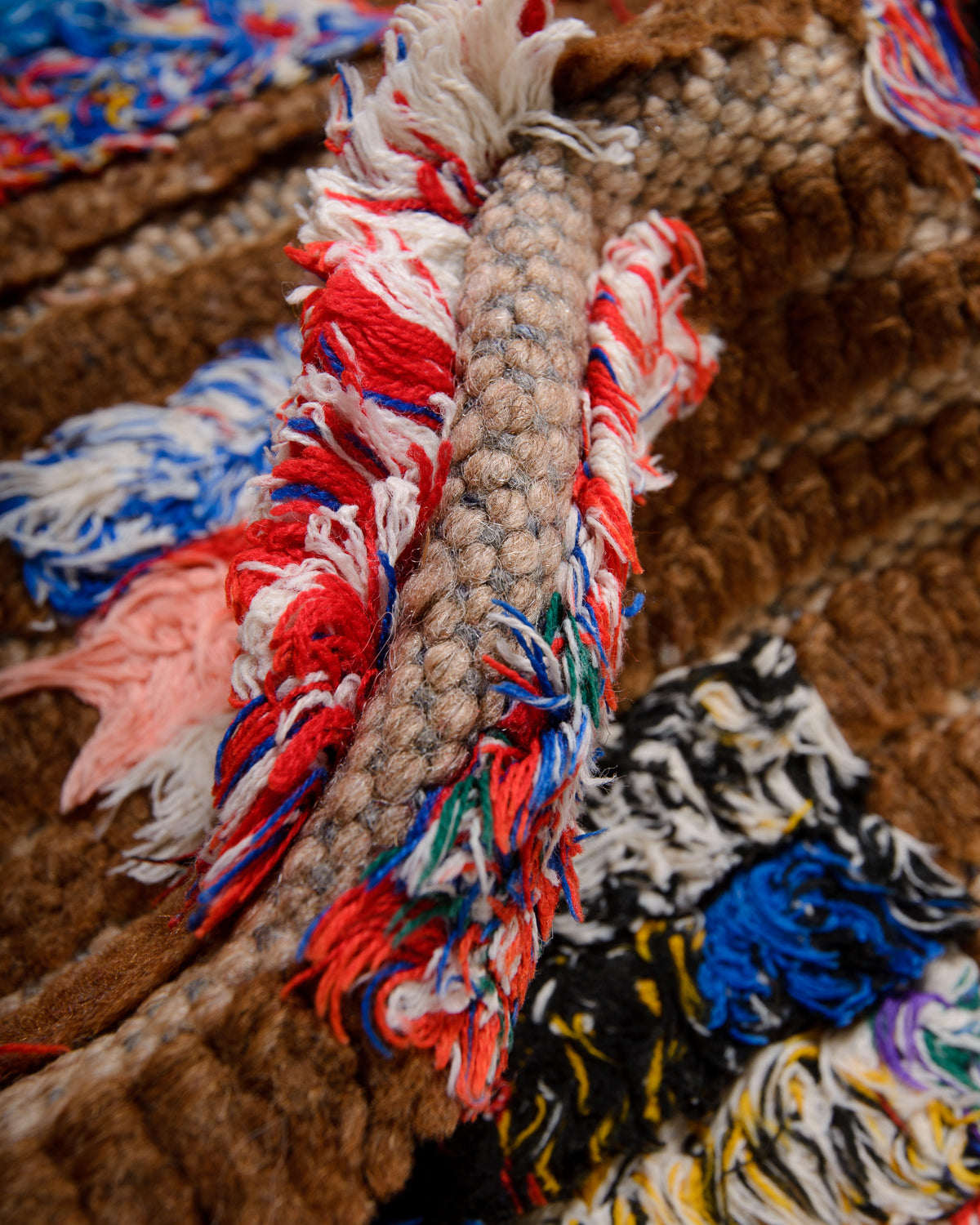 Modern, designer, handcrafted Berber runner rug from Morocco. Beniourain carpet with beautiful colours and patterns and fluffy wool texture.