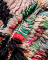 Modern, designer, handcrafted Berber rug from Morocco. Vintage carpet with beautiful colours and patterns and fluffy texture.