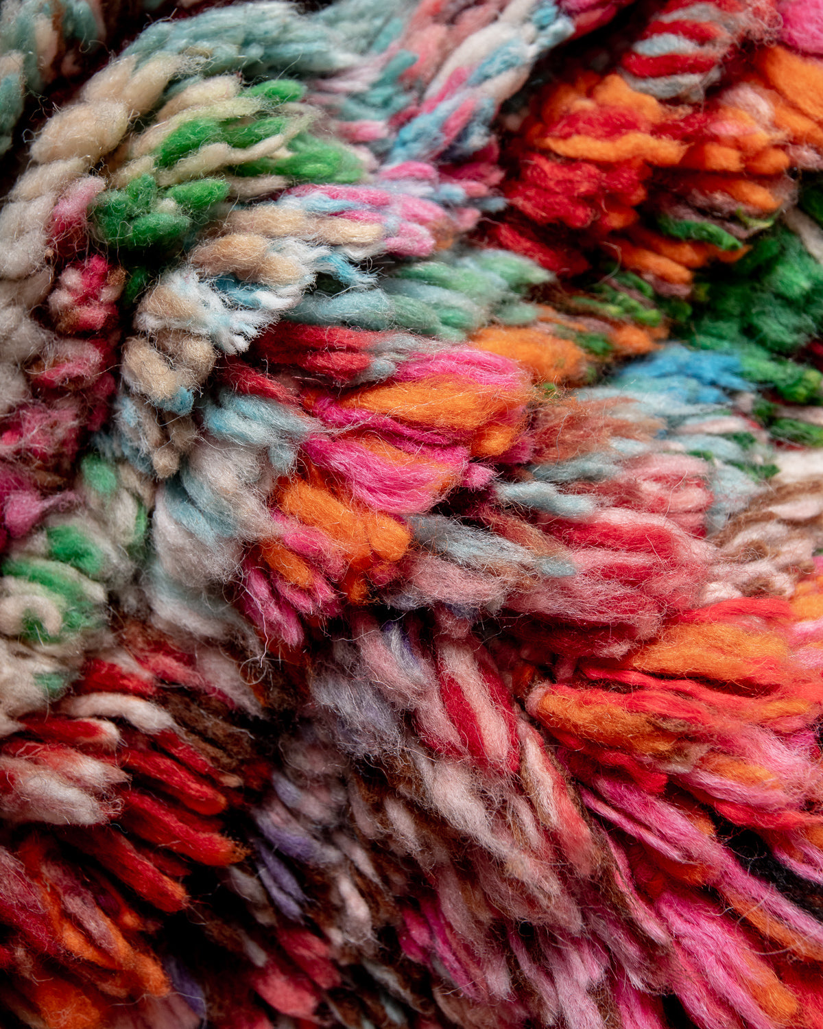 Modern, designer, handcrafted Berber rug from Morocco. Vintage carpet with beautiful colours and patterns and fluffy texture.