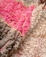 Modern, designer, handcrafted Berber rug from Morocco. Vintage carpet with beautiful colours and patterns and fluffy texture.