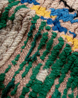 Modern, designer, handcrafted Berber rug from Morocco. Vintage carpet with beautiful colours and patterns and fluffy texture.