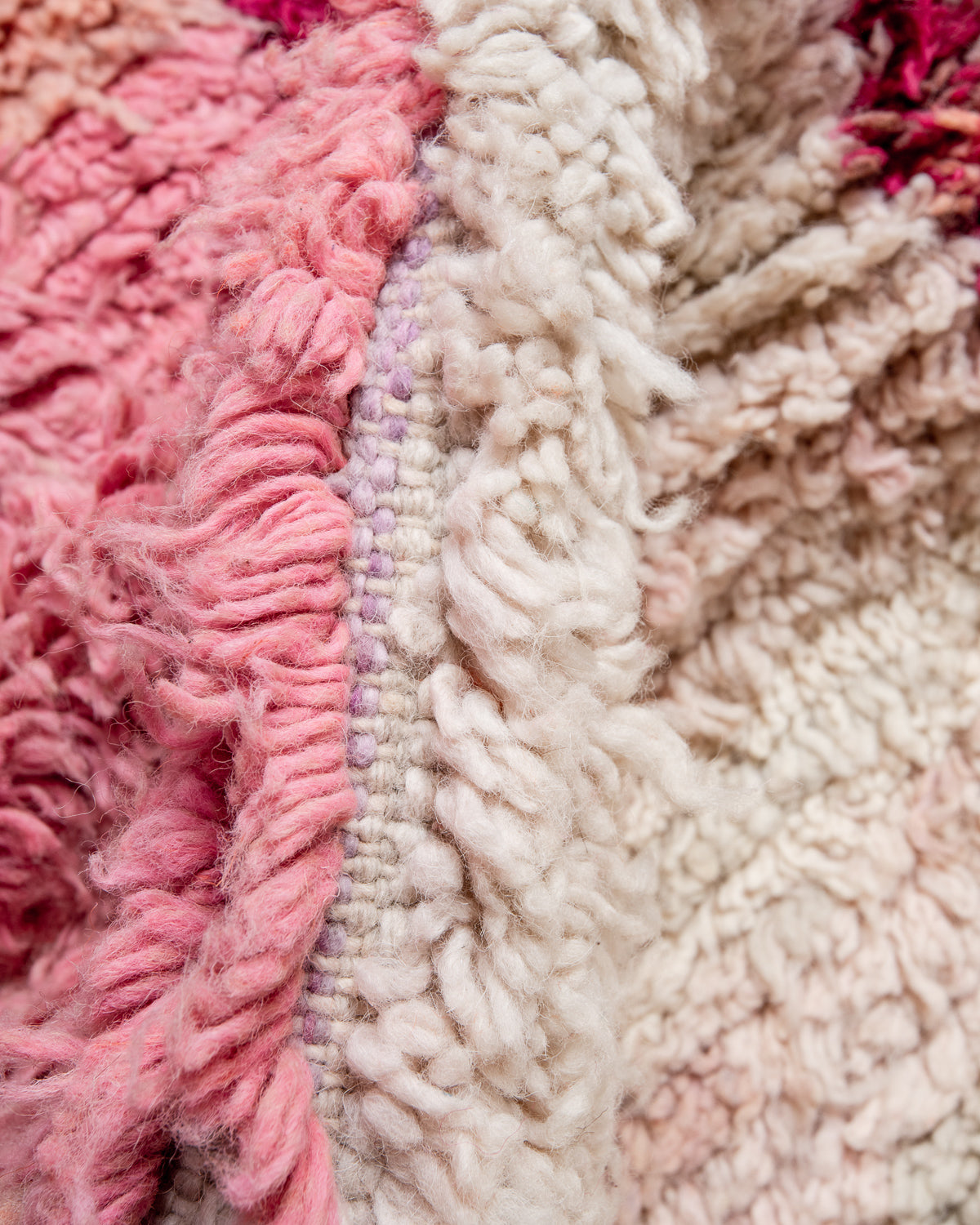 Modern, designer, handcrafted Berber runner rug from Morocco. Vintage carpet with beautiful colours and patterns and fluffy texture.