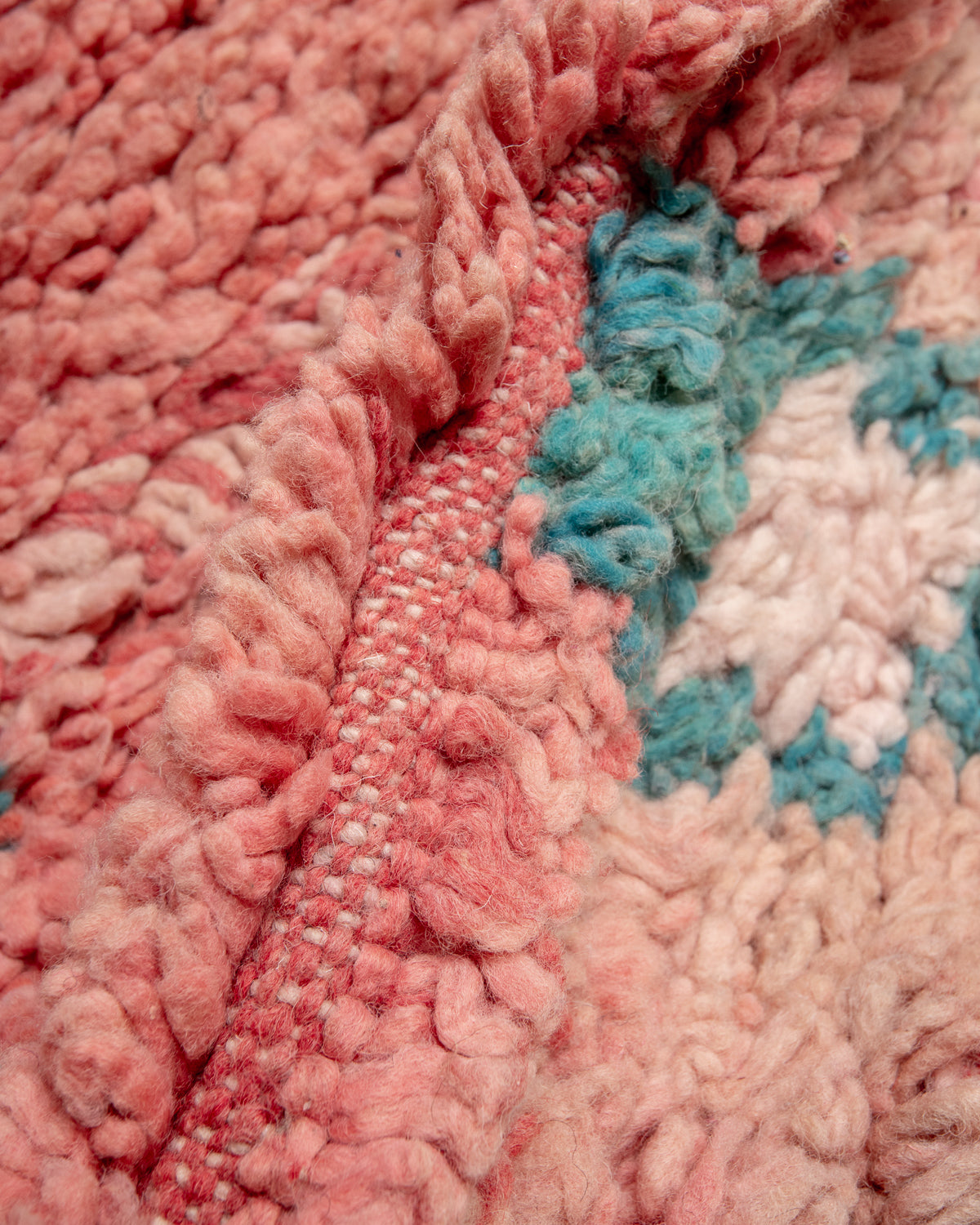 Modern, designer, handcrafted Berber runner rug from Morocco. Vintage carpet with beautiful colours and patterns and fluffy texture.