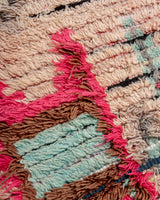 Modern, designer, handcrafted Berber runner rug from Morocco. Vintage carpet with beautiful colours and patterns and fluffy texture.