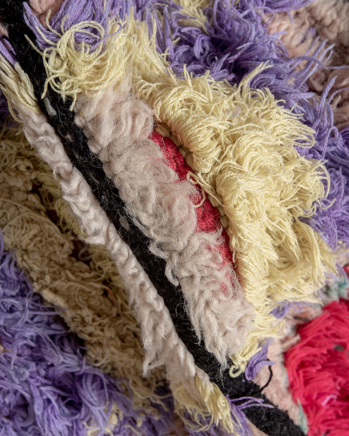 Modern, designer, handcrafted Berber runner rug from Morocco. Vintage carpet with beautiful colours and patterns and fluffy texture.