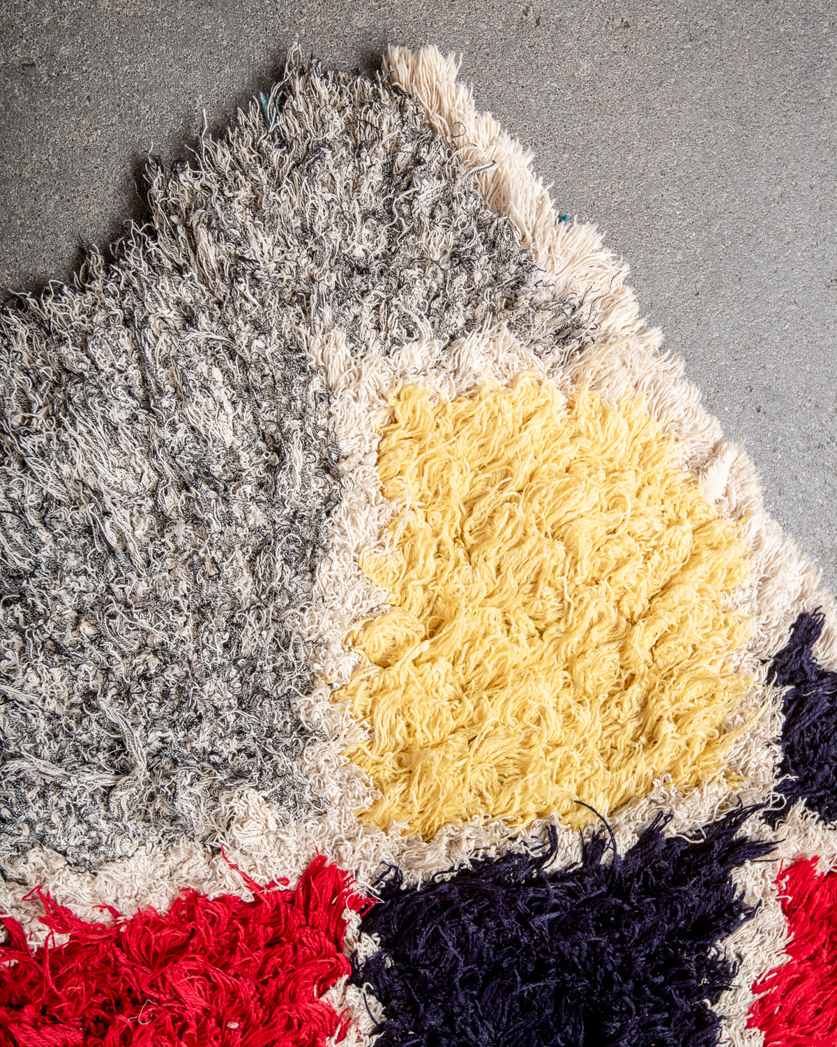Modern designer vintage handcrafted Berber rug from Morocco. Boucherouite runner rug with beautiful colors and patterns.