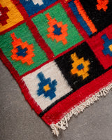 Moderner, handgefertigter Designer-Teppich aus Tunesien. Kelim-Teppich mit schönen Designs und robustem Flachgewebe. 100 % Wolle.