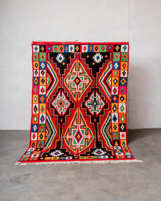 Moderner, handgefertigter Designer-Teppich aus Tunesien. Kelim-Teppich mit schönen Designs und robustem Flachgewebe. 100 % Wolle.
