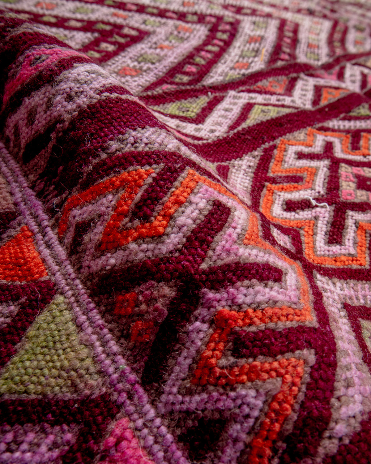 Modern, designer, handcrafted Berber rug from Morocco. Vintage Kelim carpet with beautiful designs and robust flat weave out of wool.