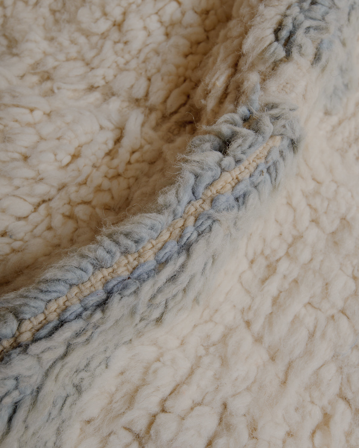 Fluffy cream and light blue wool.