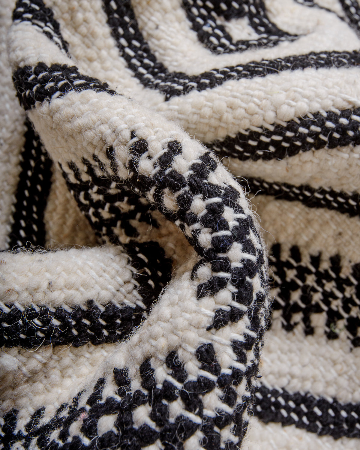 Detail of flat-woven wool of a kelim rug.