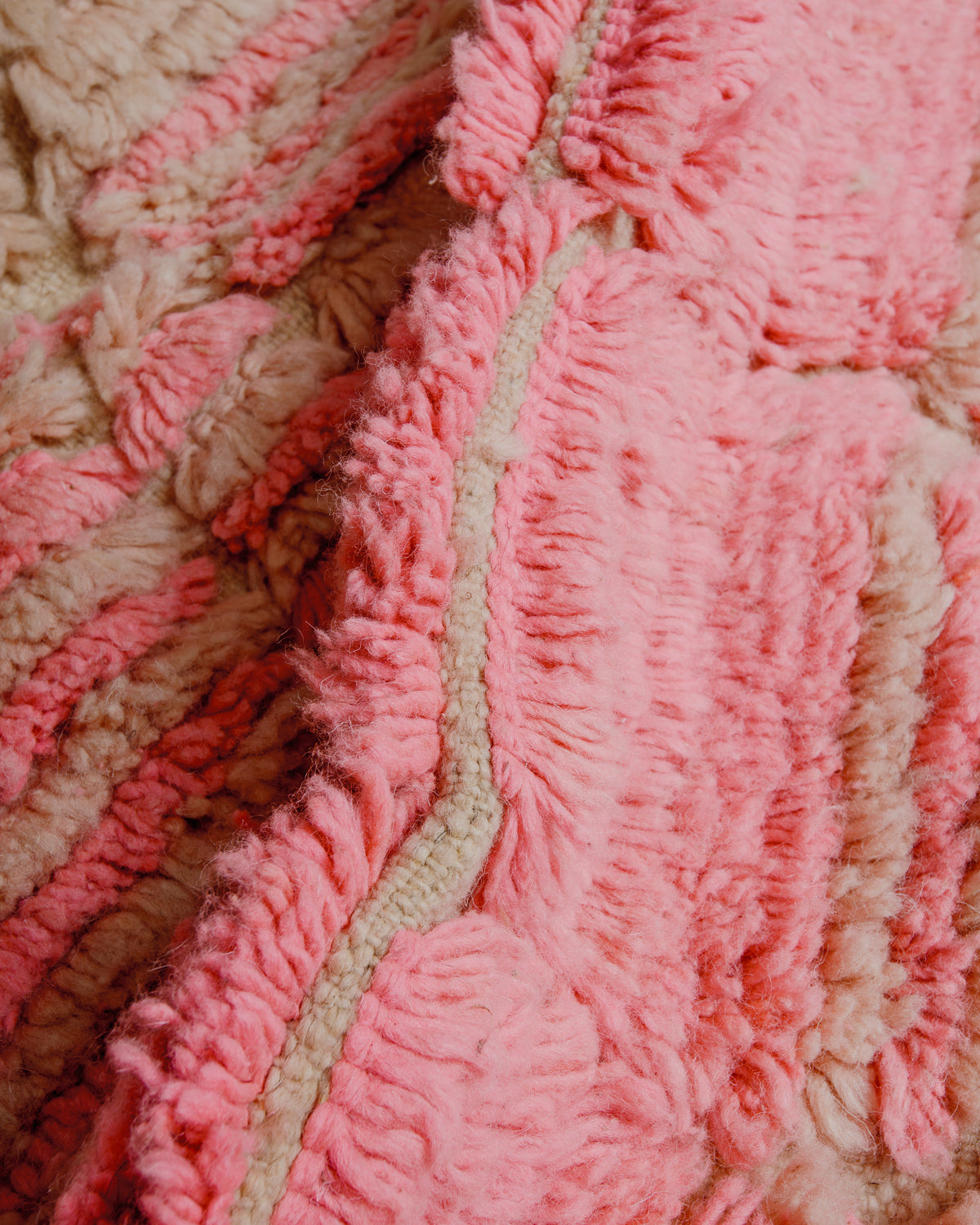 Close up of Boujaad runner rug showing density of wool pile. 