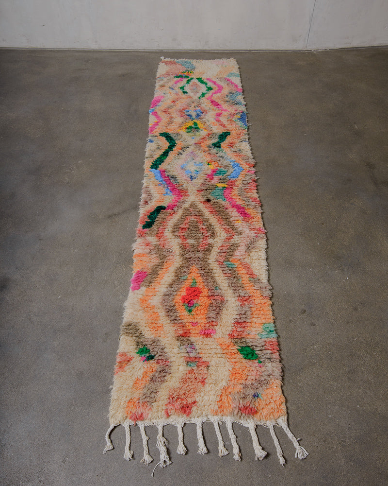 Colorful patterned rug on a plain floor