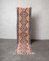 Modern designer handcrafted Berber runner rug from Morocco. Beniourain with beautiful colours and patterns.
