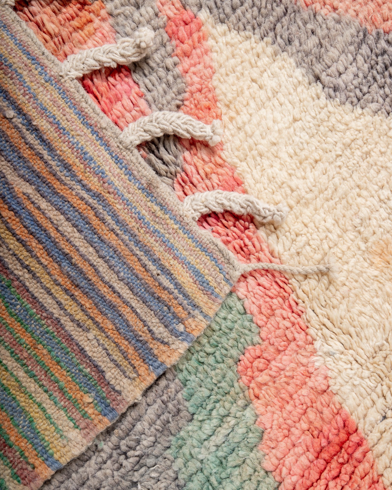 Modern designer handcrafted Berber rug from Morocco. Boujed with beautiful colors and patterns.