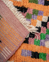 Modern designer handcrafted Berber runner rug from Morocco. Beniourain with beautiful colors and patterns.