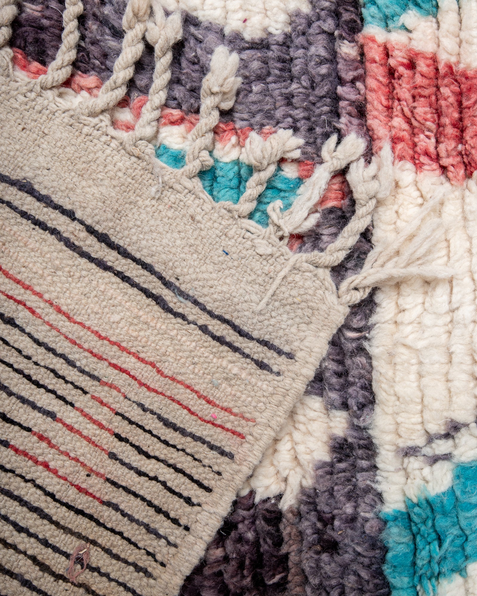 Modern designer handcrafted Berber runner rug from Morocco. Beniourain with beautiful colors and patterns.