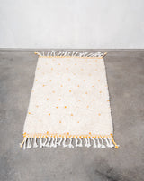 Modern, designer, handcrafted Berber rug from Morocco. Beniourain carpet with beautiful colours and patterns and fluffy wool texture. 
