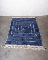 Modern, designer, handcrafted Berber rug from Morocco. Beniourain carpet with beautiful colours and patterns and fluffy wool texture.