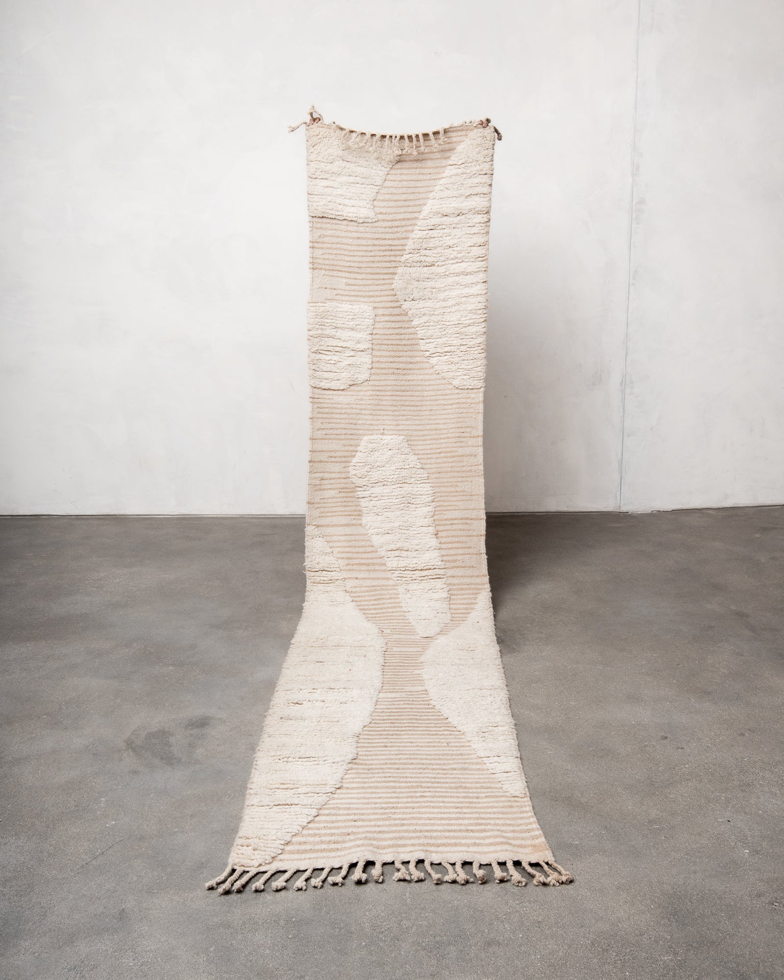 Modern designer handcrafted Berber runner rug from Morocco. Beniourain with beautiful colours and patterns.