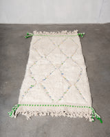 Modern, designer, handcrafted Berber rug from Morocco. Beniourain carpet with beautiful colours and patterns and fluffy wool texture. 
