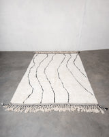 Modern, designer, handcrafted Berber rug from Morocco. Beniourain carpet with beautiful colours and patterns and fluffy wool texture. 