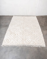Modern, designer, handcrafted Berber rug from Morocco. Beniourain carpet with beautiful colours and patterns and fluffy wool texture. 
