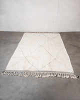 Modern, designer, handcrafted Berber rug from Morocco. Beniourain carpet with beautiful colours and patterns and fluffy wool texture.