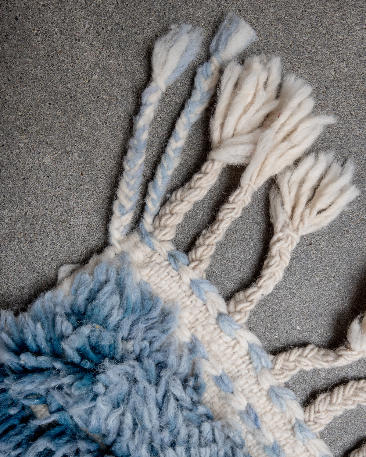 Modern, designer, handcrafted Berber rug from Morocco. Beniourain carpet with beautiful colours and patterns and fluffy wool texture.