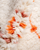 Modern, designer, handcrafted Berber rug from Morocco. Beniourain carpet with beautiful colours and patterns and fluffy wool texture.