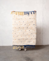 Modern, designer, handcrafted Berber rug from Morocco. Beniourain carpet with beautiful colours and patterns and fluffy wool texture.
