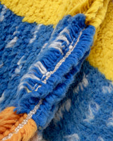 Modern, designer, handcrafted Berber rug from Morocco. Beniourain carpet with beautiful colours and patterns and fluffy wool texture.