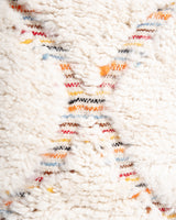 Modern, designer, handcrafted Berber rug from Morocco. Beniourain carpet with beautiful colours and patterns and fluffy wool texture. 