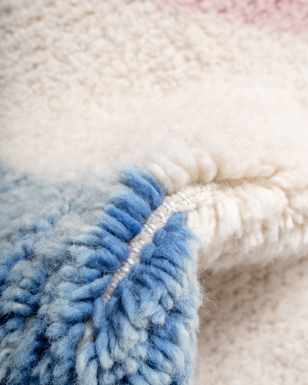 Modern, designer, handcrafted Berber rug from Morocco. Beniourain carpet with beautiful colours and patterns and fluffy wool texture. 