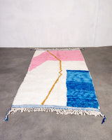 Modern designer handcrafted Berber rug from morocco Beniourain with beautiful colors and patterns