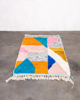 Modern designer handcrafted Berber rug from morocco Beniourain with beautiful colors and patterns