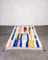 Modern designer handcrafted Berber rug from morocco Beniourain with beautiful colors and patterns
