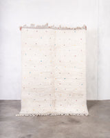 Modern, designer, handcrafted Berber rug from Morocco. Beniourain carpet with beautiful colours and patterns and fluffy wool texture.