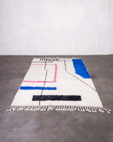 Modern designer handcrafted Berber rug from morocco Beniourain with beautiful colors and patterns